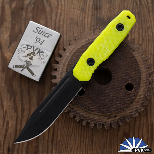 Blackside Customs PB Plan-B Covert, Black 154CPM Blade, Highlighter G10 Scales