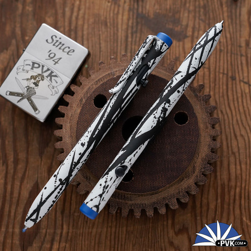 Tactile Turn Abstract Seasonal Release Bolt Action Pen Titanium Standard Size 5.6", Blue Back Piece