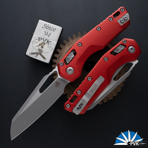 Microtech Standard Issue (MSI) 210-10APFLRD,  Apocalyptic Blade, Ram-Lok Fluted Aluminum Red Handle