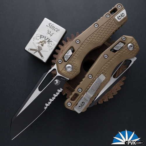 Microtech Standard Issue MSI 210T-2PMDE Ram-Lok Polymer Dark Earth, Black Partial Serrated Blade