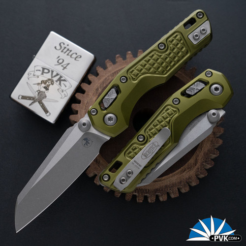 Microtech Standard Issue Mini (MSI) 210M-10APFROD, Apocalyptic Blade, Ram-Lok Aluminum OD Green Frag Pattern Handle