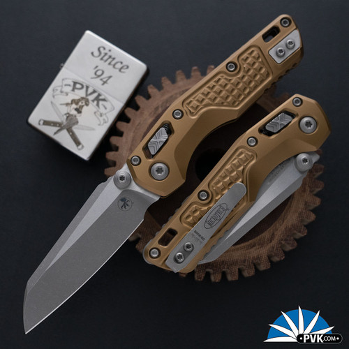 Microtech Standard Issue Mini (MSI) 210M-10APFRTA, Apocalyptic Blade, Ram-Lok Aluminum Tan Frag Pattern Handle