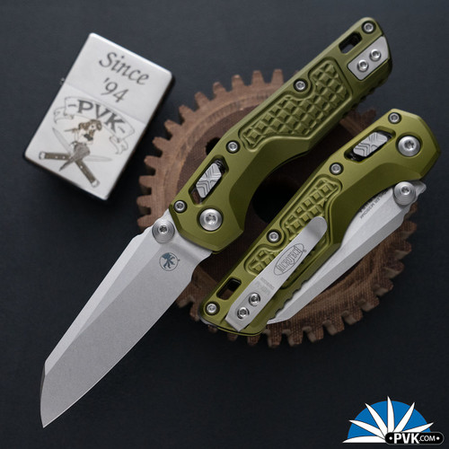 Microtech Standard Issue Mini (MSI) 210M-10FROD, Stonewashed Blade, Ram-Lok Aluminum OD Green Frag Pattern Handle