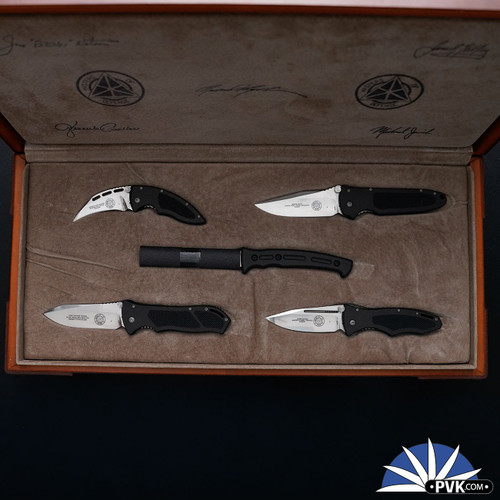 Masters Of Defense "Masters" Box Set #017, Satin Finished 154CM Blades, Black Aluminum Handles - Pre-Owned