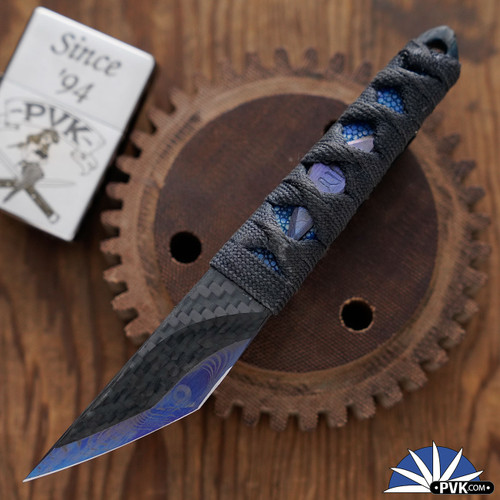 Warren Thomas チタンブルー マネークリップ ダマスカス柄 Shop Warren Thomas Custom Knives At PVK.com
