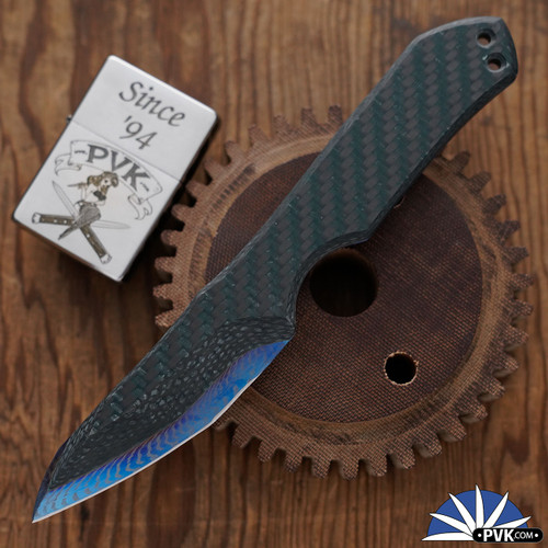 Warren Thomas Custom Shikra V2 7" Fixed Blade,  Grade 5 Titanium And Green Carbon Fiber Laminate