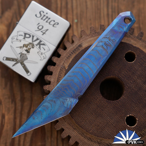 Warren Thomas Custom 5" Neck Knife Kiridashi,  Grade 5 Titanium, Black Kydex Sheath