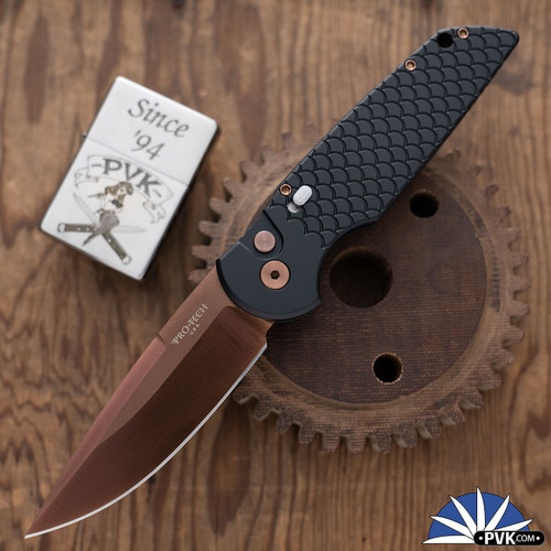 Protech TR-3 BST26.TR3.1, Copper Rose PVD 154CM Blade, Black Fish Scale Handle, Copper Rose HW