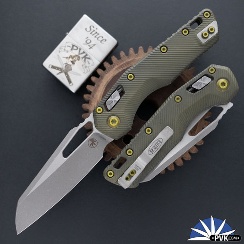 Microtech Standard Issue (MSI) 210-10FLDGG-U25, Apocalyptic Standard Blade, Ram-Lok Aluminum Fluted Distressed Grenade Green Handle