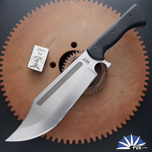 Work Tuff Gear V44X, Satin Bohler K329 Clip Point Blade, Black G10