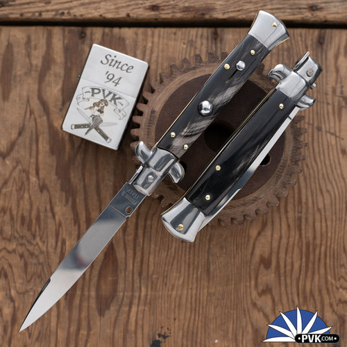 Frank B Italian Stiletto 9" Swedge Blade, B/W Buffalo Horn (23CM)