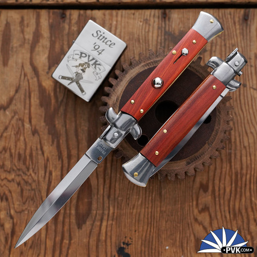 Frank B Italian Stiletto 9" Dagger Blade, Red Heart Wood (23CM)