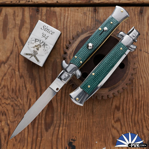 Frank B Italian Stiletto 9" Swedge Blade, Green Micarta (23CM)