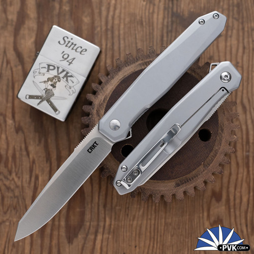 CRKT K230XXP Ken Onion Design Facet, Satin D2 Blade, Stainless Steel Handle