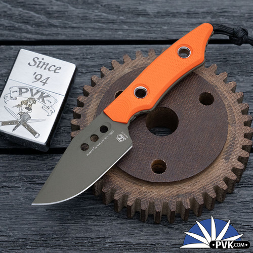 Heretic Knives Kobold H065-18A-OG-G10, OD Green Magnacut Bowie Blade, Orange G10 Handle Scales