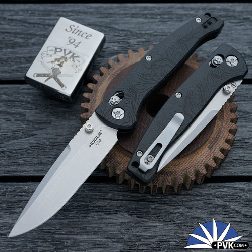 Hogue Mysto (Metal) Manual Folder, Stonewashed CPM-Magnacut, Black Diamond Richlite