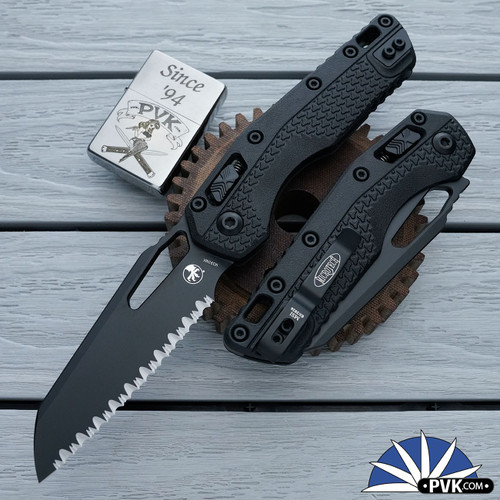 Microtech Standard Issue (MSI) 210T-3TPM Black Full Serrated Blade, Ram-Lok Tri-Grip Tactical Polymer Handle