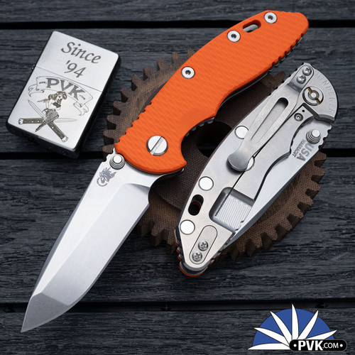 Hinderer XM-18 3.25″ Non-Flipper, Stonewashed Magnacut Spanto Blade, Stonewashed Ti Frame & Orange G10 Handle