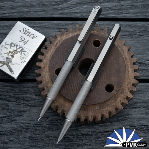 Tactile Turn/Jens Anso Collaboration Side Click Pen, Stonewashed Titanium Hexagonal Body Size 5.3"