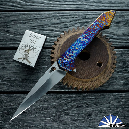 417CNC Acer #46, CMP154 Blade,  Lightning Titanium Handle, Blue Finish Hardware And Clip