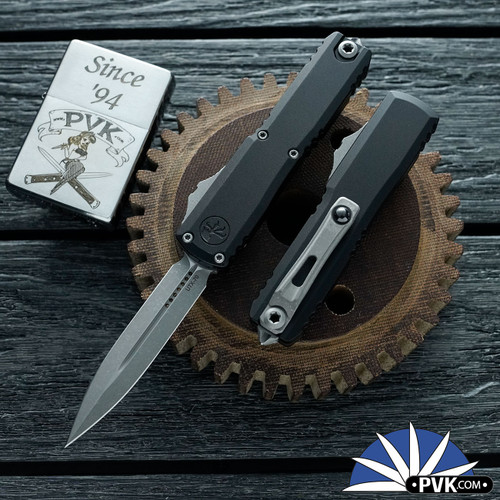Microtech UTX-70 Gen 4 11474-10AP, Apocalyptic Double Edge Blade, Black Handle