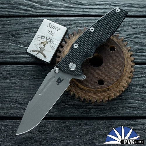 Hinderer 3.5″ Eklipse Skinny Fullered Harpoon Spearpoint, Working Finish Magnacut Blade, Black G10 Scale, Battle Bronze Titanium Frame