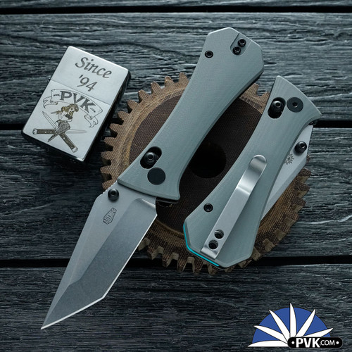 Auxiliary Manufacturing Crossbar Lock Coffin, 14C28N Tanto Blade, Grey G10 Handle, Deadhead Series