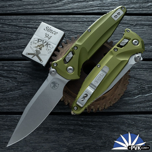 Microtech SOCOM Delta RAM-LOK 159RL-10OD, Stonewashed Spear Point Blade, OD Green Aluminum Handle