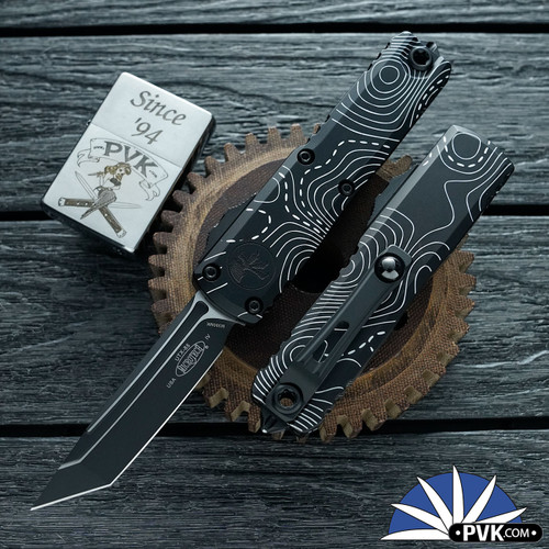 Microtech UTX-85 Gen 4 T/E 12334-1TP Black Tanto Blade, Black Topographic Handle