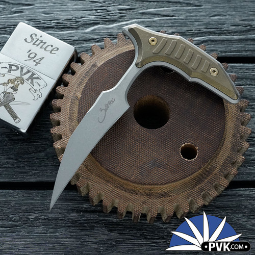 Microtech BEE S/E Wharnecliffe Apocalyptic Plain Edge Blade, Antique Bronze Titanium Handle W/Bronze Ti HW - Marfione Select