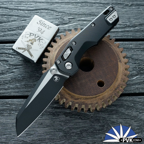 Microtech Standard Issue Mini (MSI) 210M-1FL, Black Blade, Ram-Lok Black Fluted Aluminum Handle