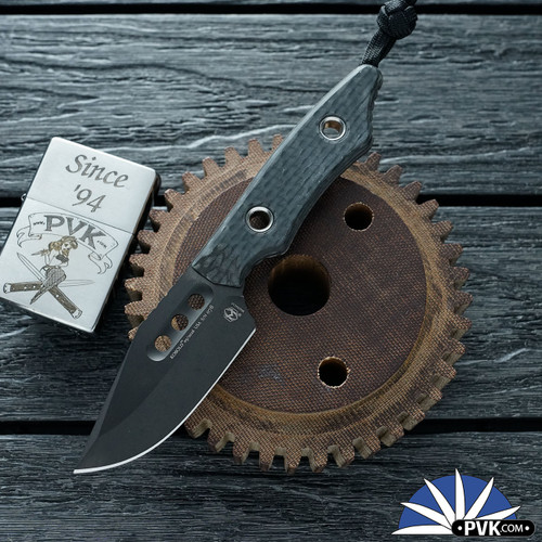 Heretic Knives Kobold H065-6A-GLOCF, DLC Magnacut Bowie Blade W/ Glow Carbon Fiber Handle
