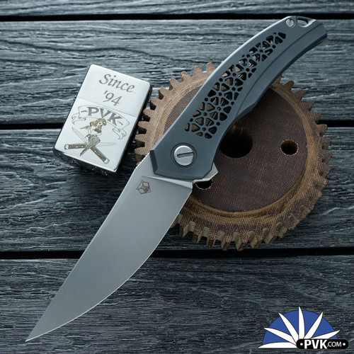 Collection Piece Shirogorov Knives Quantum Avian's Mark, Stonewashed Cromax Blade, Titanium Handle, MRBS