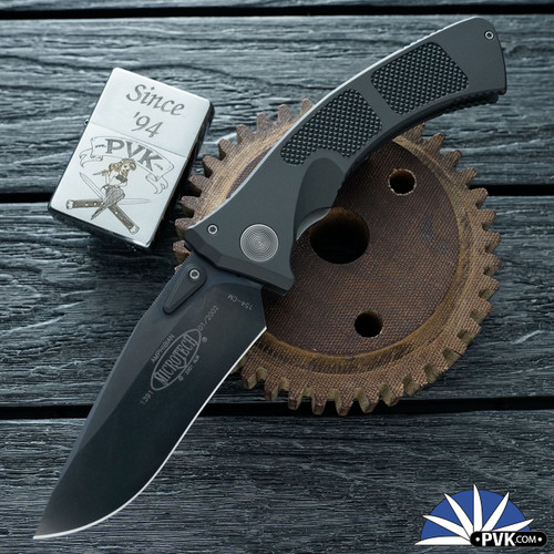 Vintage Microtech Amphibian Manual, Black Plain Edge 154-CM Blade,  Black Handle - 300352