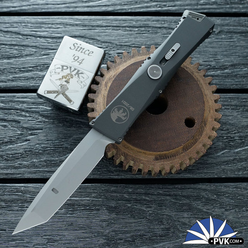 Vintage Microtech Exodus, Bead Blasted Tanto 154-CM Blade, Black Handle - 300421