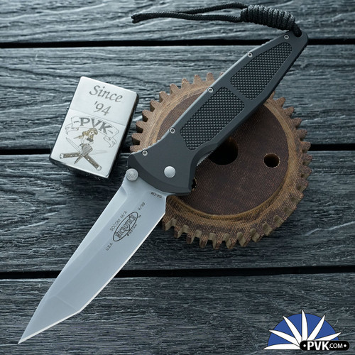 Vintage Microtech Socom Elite Manual, Bead Blasted Plain Edge 154-CM Tanto Blade, Black Handle - 300057