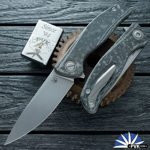 Shirogorov Knives Ursus F95, Stonewashed Elmax Blade, Black Micarta W/MRBS