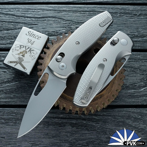 TRM Bulldog Rev. B  River-Lok Stonewash Magnacut Blade, Titanium Lizard Skin 3D Scales