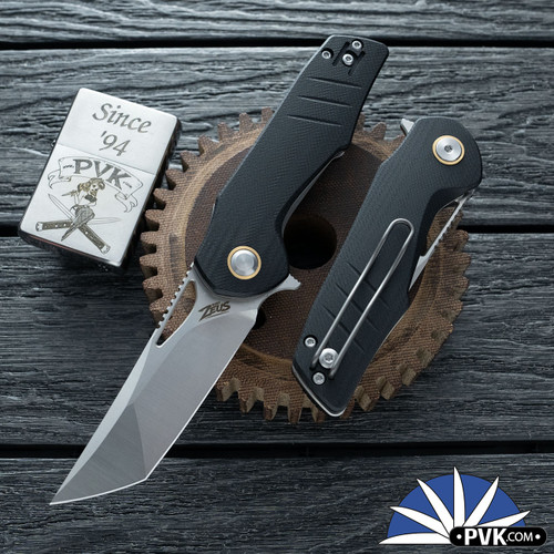 Grissom Knife and Tool - Baby Zeus, Satin Tanto 14C28N Blade, Black G10 Handle