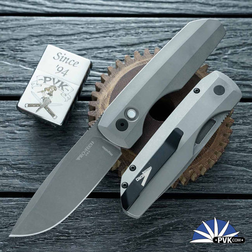 Pro-Tech 2026 Synapse 2 Custom 003, Acid Wash CPM-MagnaMax Blade, 2-Tone 17-4 Steel Handle, White Pearl Button