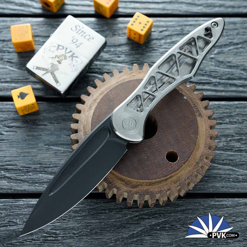 Everburn Brimwulf, Black CPM-154 Blade, Milled Skeletonized Titanium Handle