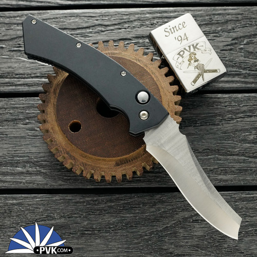 Reese Weiland Perhawk Prototype Gen 2 Left Handed Auto, Satin Chisel Ground Nitro-V Persian Blade, Black Aluminum Chassis