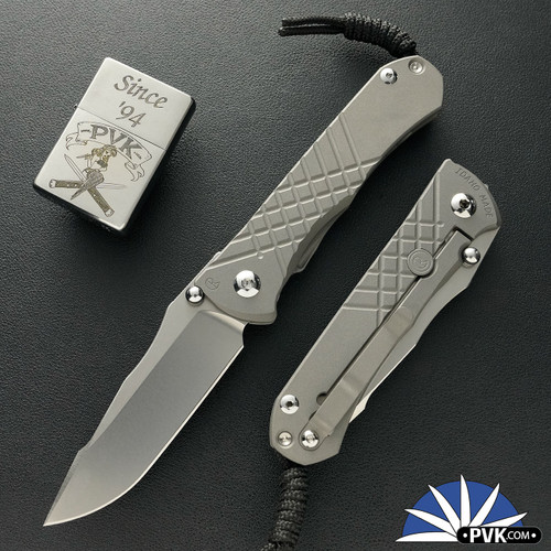 Chris Reeve Umnumzaan, Stonewashed Magnacut Drop Point Blade, Sandblasted Titanium Handle, UMN-1000