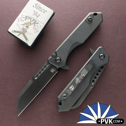 Heretic Knives Jinn Manual, DLC Magnacut Blade, Black Handle, Tactical