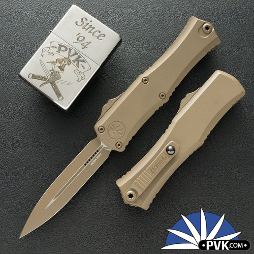 Microtech Hera II Mini 1702M-1CDE, Double Edge Dark Earth Blade, Dark Earth Cerakoted Handle