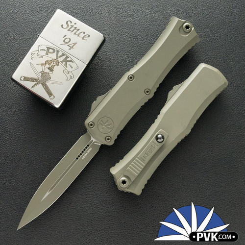 Microtech Hera II Mini 1702M-1CMG, Double Edge Moss Green Blade, Moss Green Cerakoted Handle