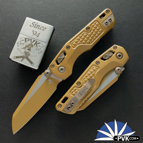 Microtech Standard Issue Mini (MSI) 210M-1FRCRA-Z23, Standard Blade, Ram-Lok Aluminum RAL 8000 Cerakote Frag Pattern Handle
