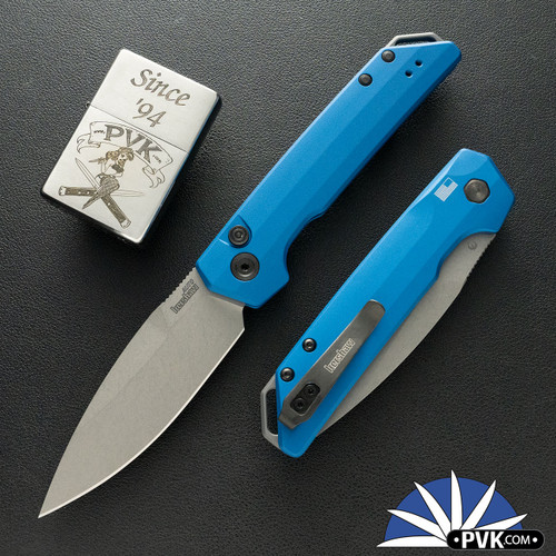 Kershaw Launch Iridium 7038BLU, Stonewashed Magnacut Blade, Blue Aluminum Handle