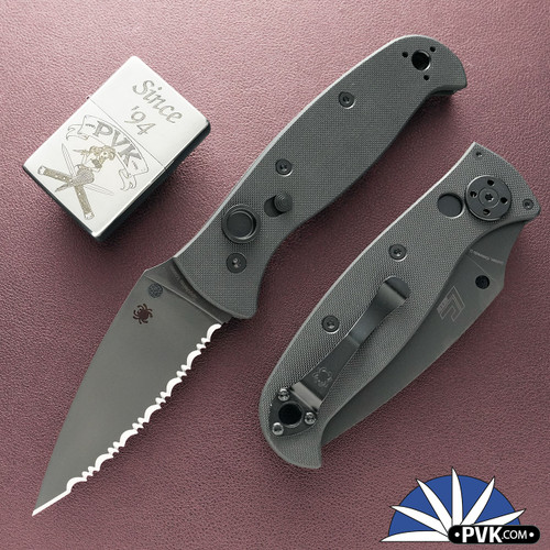 Spyderco C165GSBBK2 Autonomy, Black LC200N Full Serrated Blade, Black G10 Handle