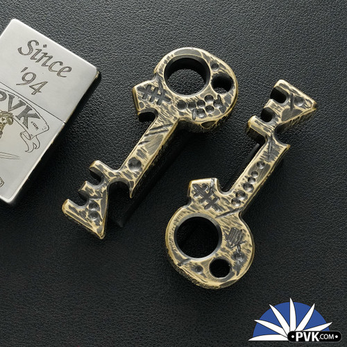 Copper Shed Metal Works "Skull Key" Bottle Opener, Dark Relic Finished Brass